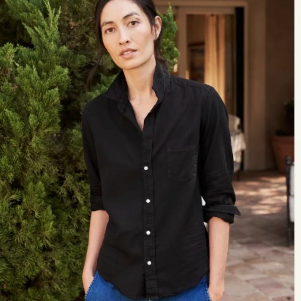 Black Italian cotton Frank & Eileen “Barry” women’s tailored style button-down
